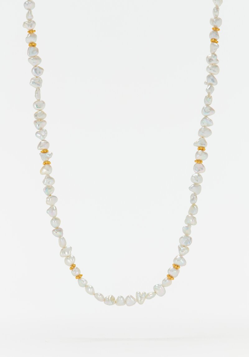 Greig Porter 18K Starbursts & Keshi Pearls Necklace 19.75"