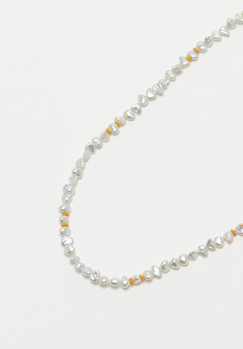 Greig Porter 18K Starbursts & Keshi Pearls Necklace 19.75"