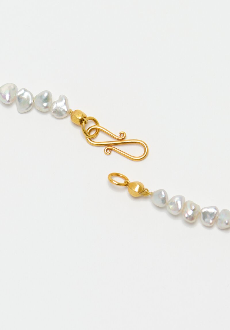 Greig Porter 18K Starbursts & Keshi Pearls Necklace 19.75"