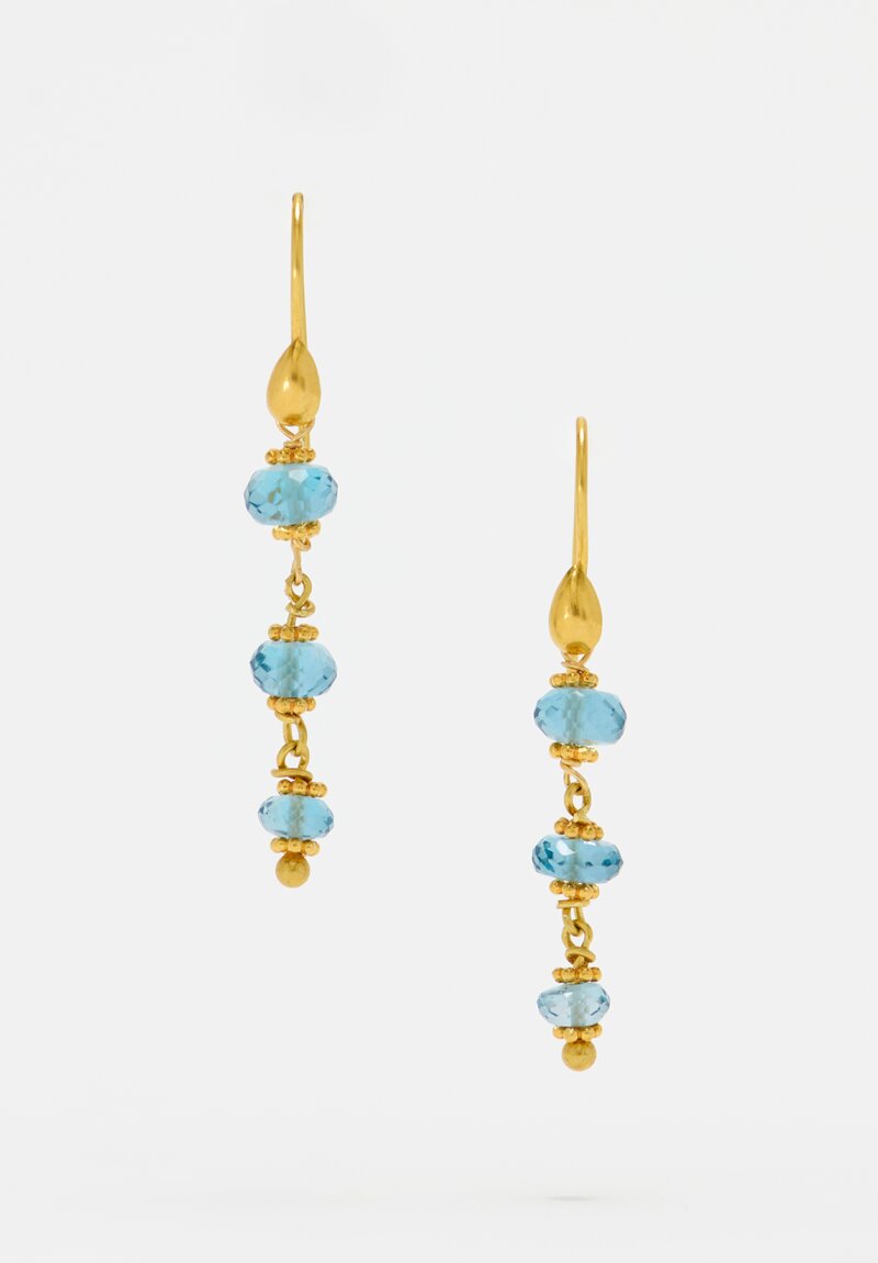 Greig Porter 18k Starbursts & London Blue Topaz Dangle Earrings