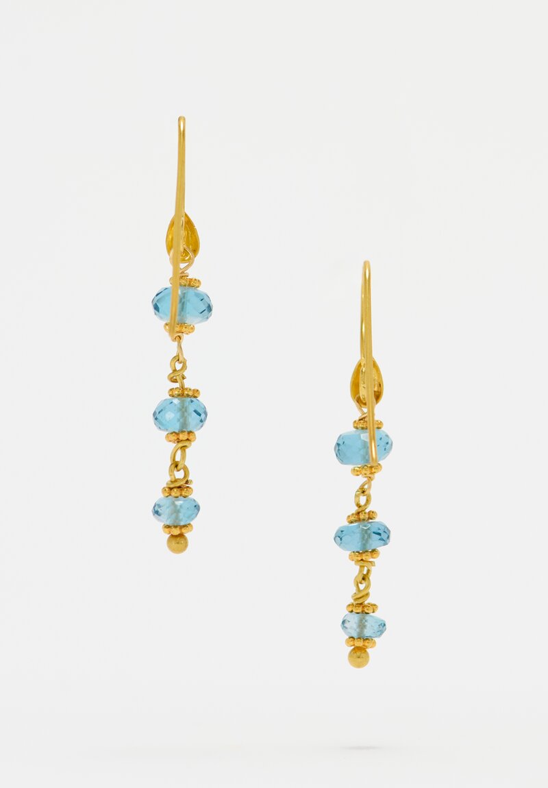 Greig Porter 18k Starbursts & London Blue Topaz Dangle Earrings