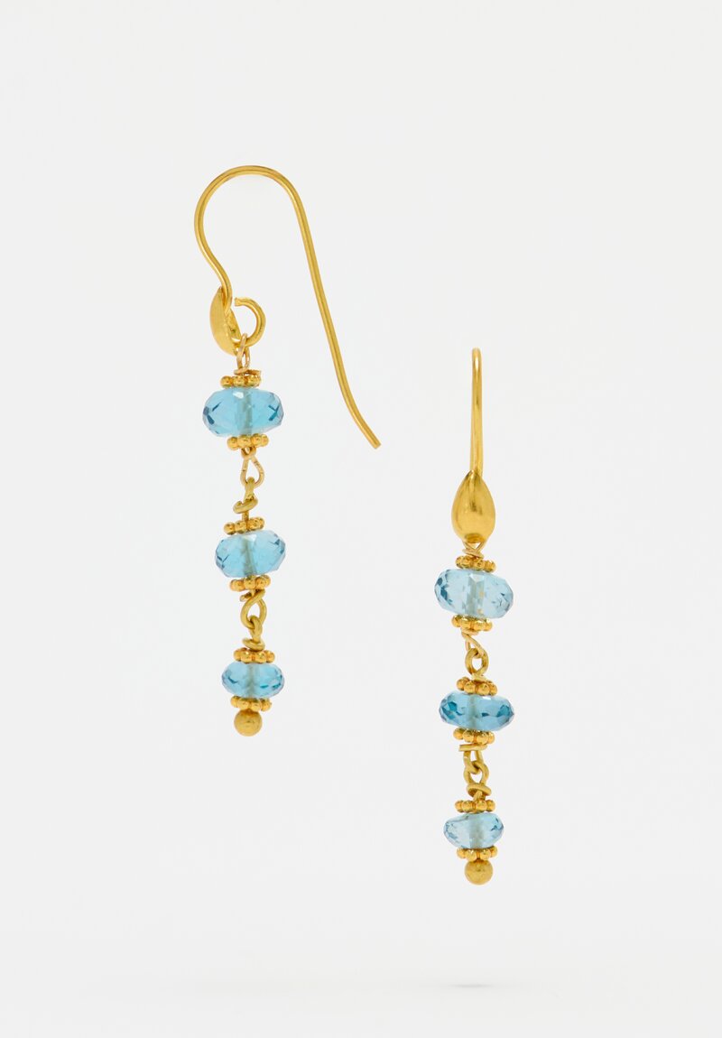 Greig Porter 18k Starbursts & London Blue Topaz Dangle Earrings