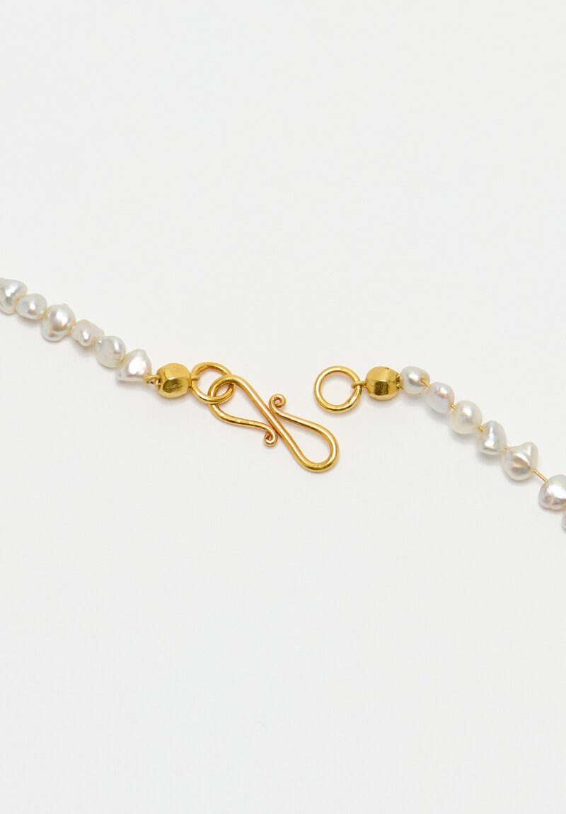 Greig Porter 18k Starburst Faceted Rounds & Keshi Seed Pearls Necklace 19.75"