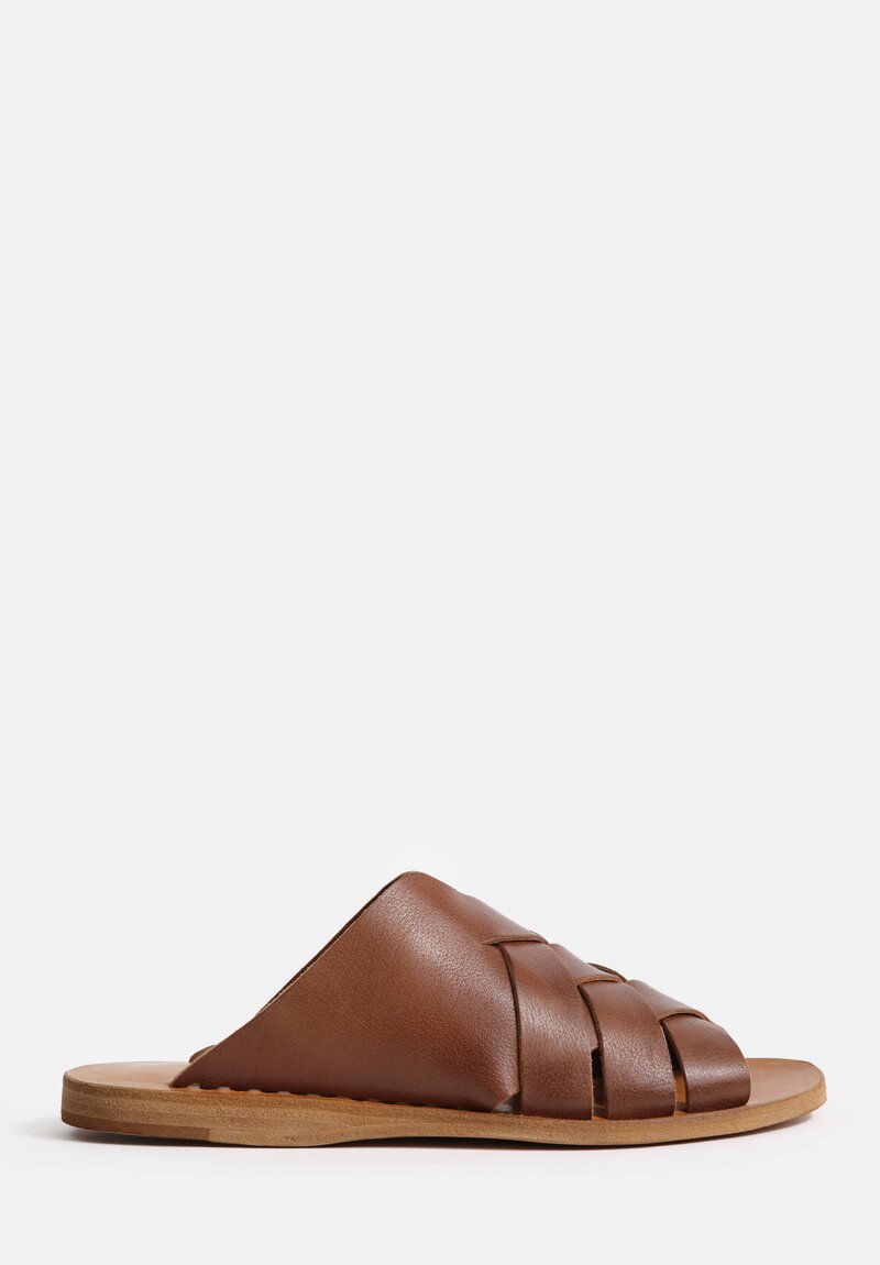 Officine Creative Leather Itaca Crossed Sandals in Santiago Brown