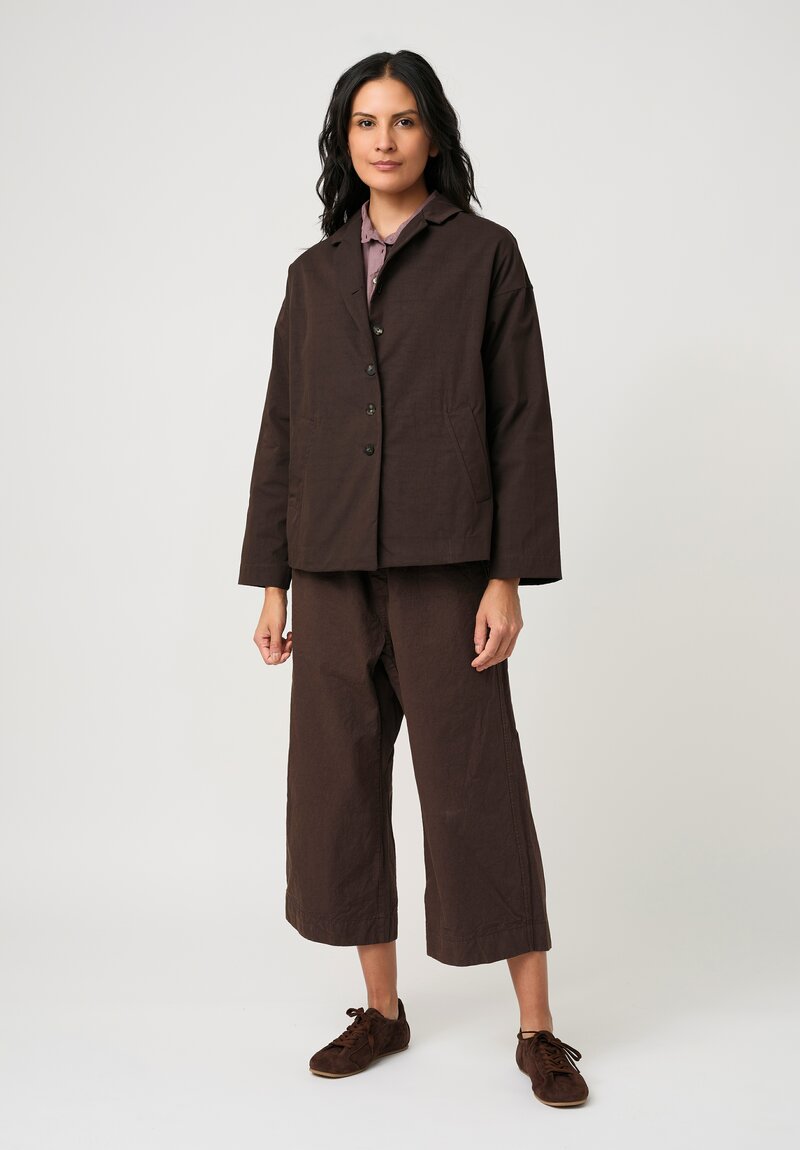 Album di Famiglia Lightweight Cotton Blend Blazer in Dark Brown