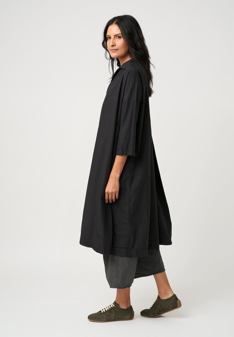 Album di Famiglia Tissue Cotton Vareuse Shirt Dress Black