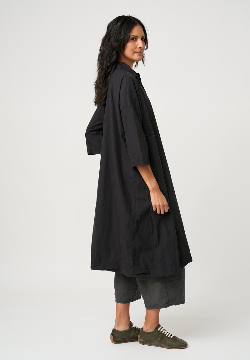 Album di Famiglia Tissue Cotton Vareuse Shirt Dress Black