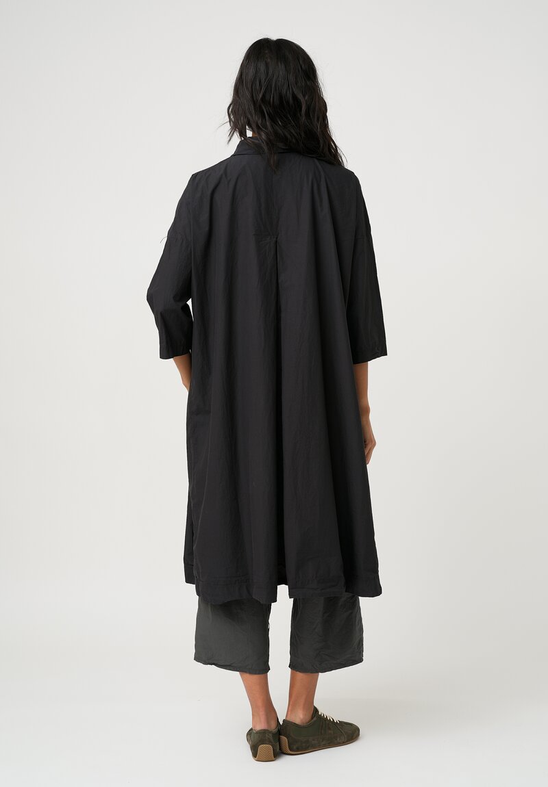 Album di Famiglia Tissue Cotton Vareuse Shirt Dress Black