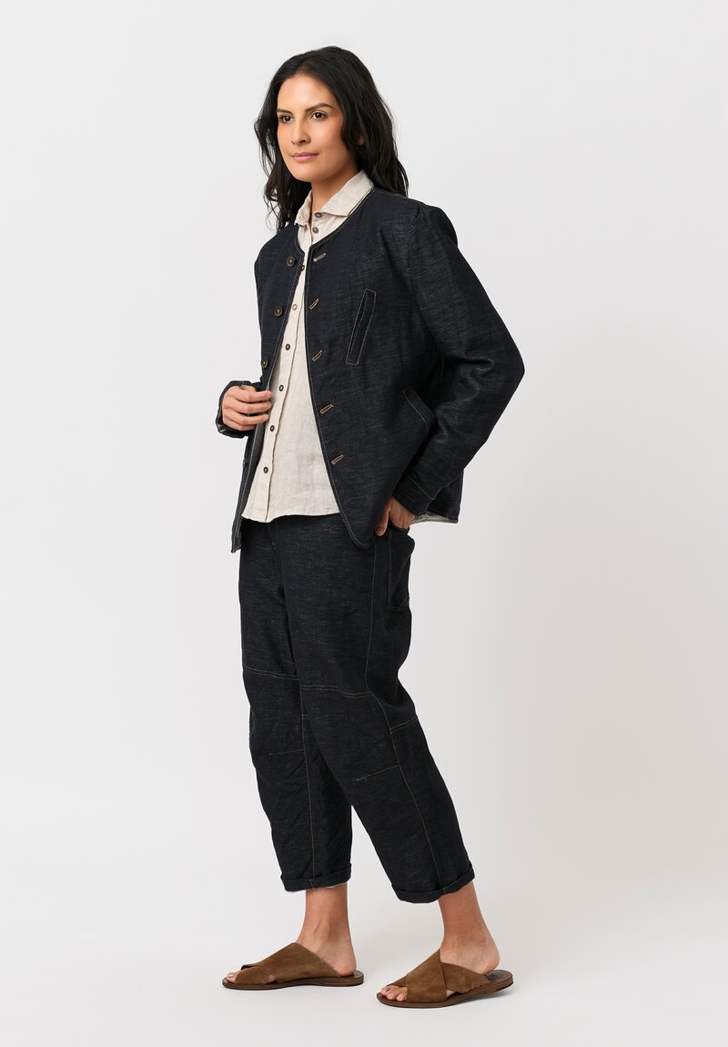 Forme d'Expression Linen & Cotton Chore Jacket in Indigo