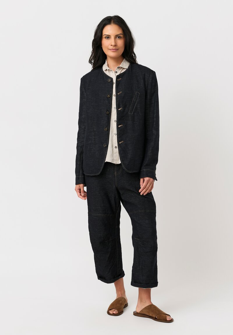 Forme d'Expression Linen & Cotton Chore Jacket in Indigo