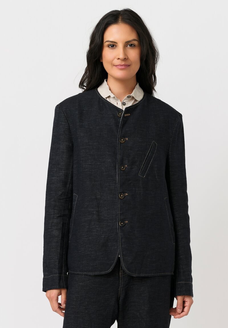 Forme d'Expression Linen & Cotton Chore Jacket in Indigo