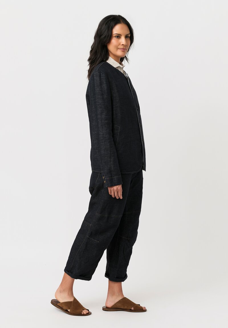 Forme d'Expression Linen & Cotton Chore Jacket in Indigo