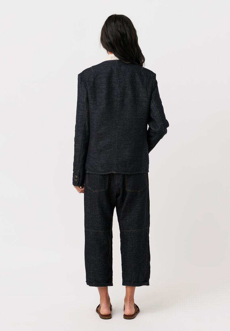 Forme d'Expression Linen & Cotton Chore Jacket in Indigo
