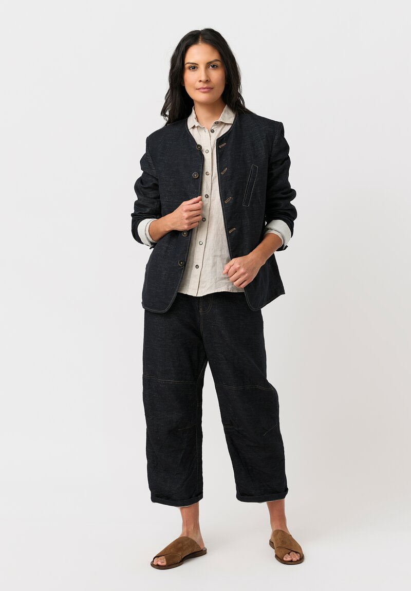Forme d'Expression Linen & Cotton Chore Jacket in Indigo