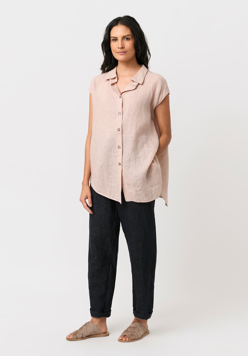 Forme d'Expression Linen & Cotton Slim Pullon Pants in Indigo