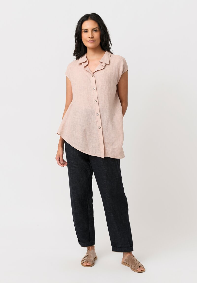 Forme d'Expression Linen & Cotton Slim Pullon Pants in Indigo