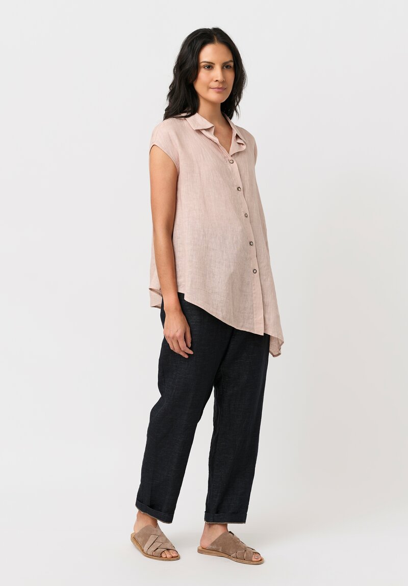 Forme d'Expression Linen & Cotton Slim Pullon Pants in Indigo