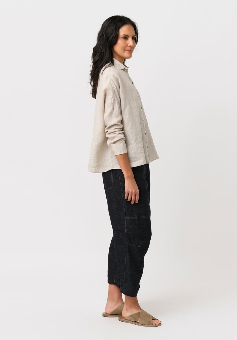 Forme d'Expression Linen & Cotton Baggy 5 Pocket Pants in Indigo