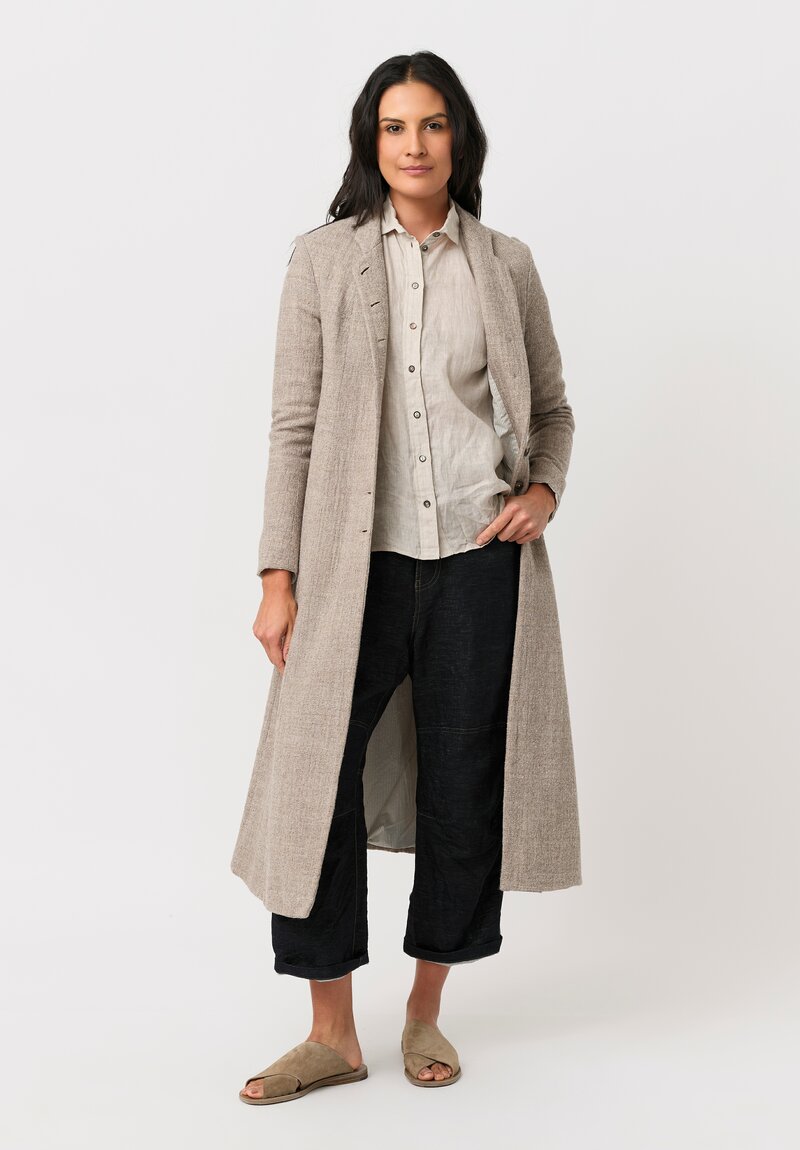 Forme d'Expression Linen & Cotton Baggy 5 Pocket Pants in Indigo
