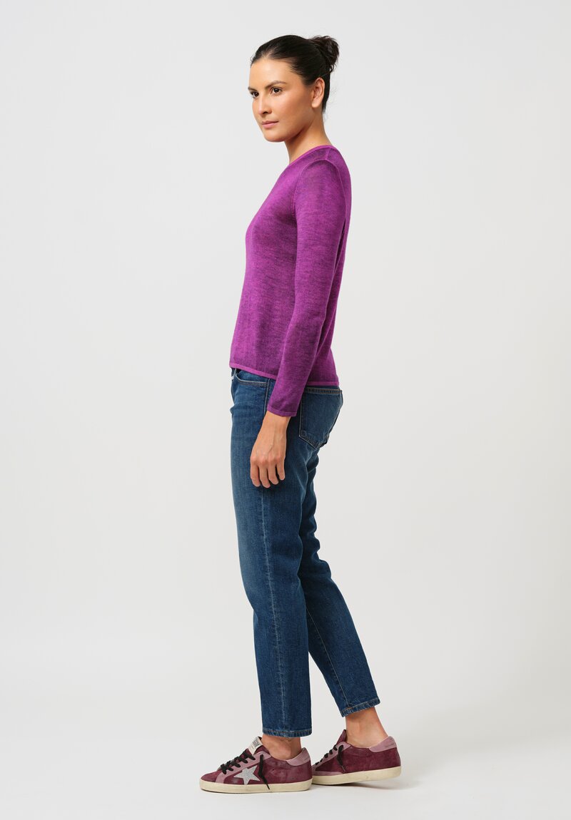 Avant Toi Cashmere & Silk Nuova Barchetta Sweater in Nero & Orchid Purple