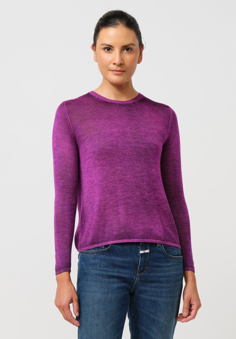 Avant Toi Cashmere & Silk Nuova Barchetta Sweater in Nero & Orchid Purple