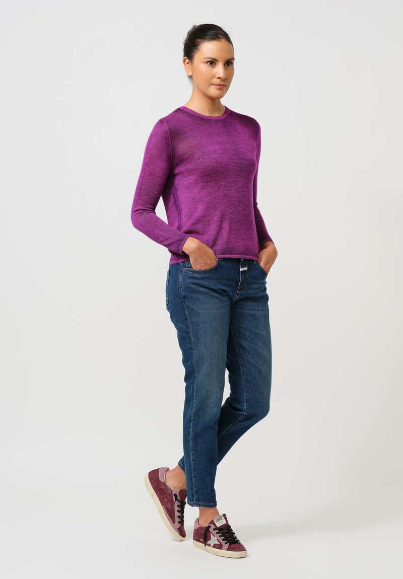 Avant Toi Cashmere & Silk Nuova Barchetta Sweater in Nero & Orchid Purple