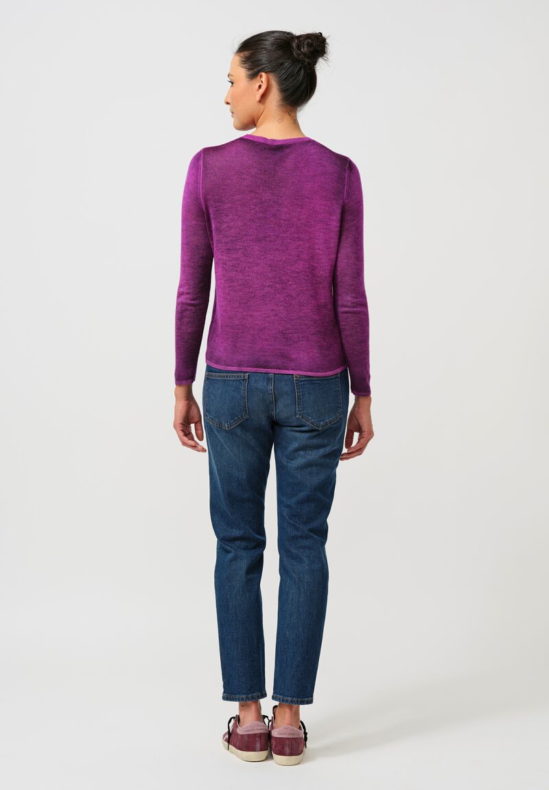 Avant Toi Cashmere & Silk Nuova Barchetta Sweater in Nero & Orchid Purple