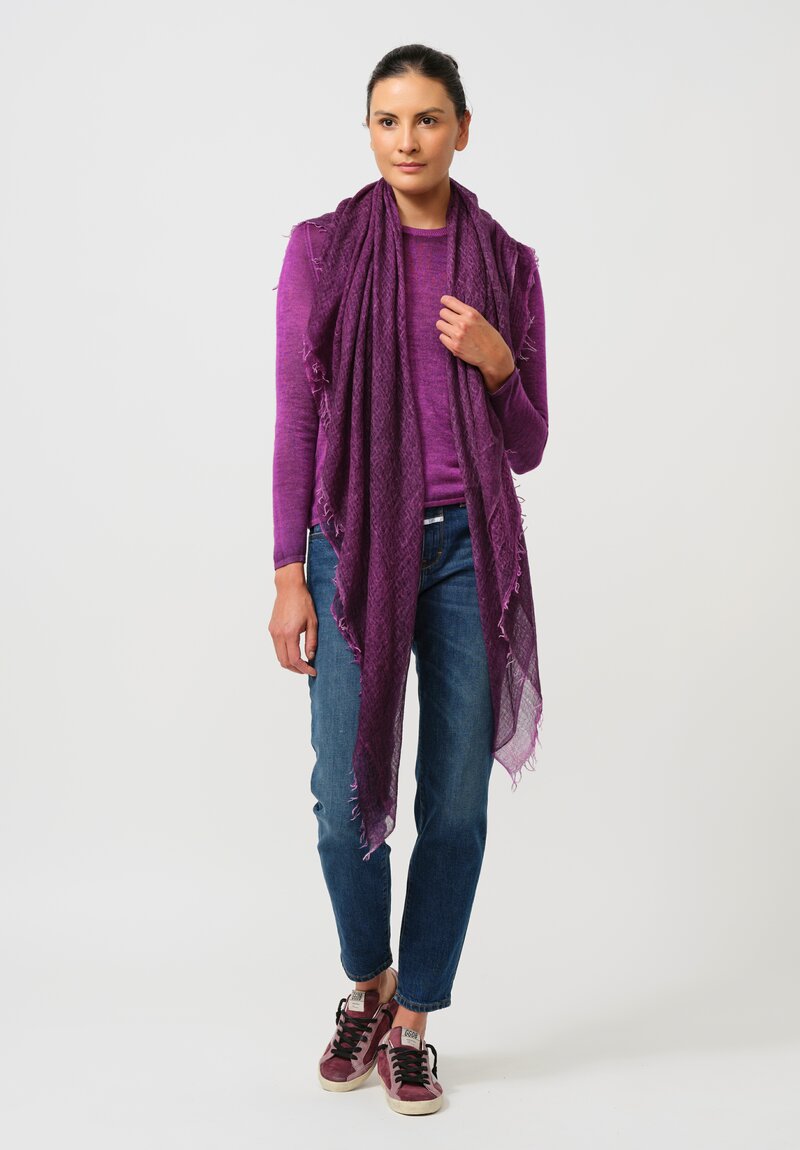 Avant Toi Cashmere & Silk Nuova Barchetta Sweater in Nero & Orchid Purple