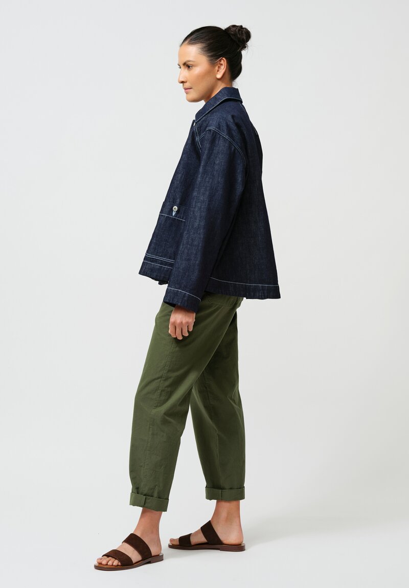 Casey Casey Raw Denim Drays Travail Jacket in Indigo Blue