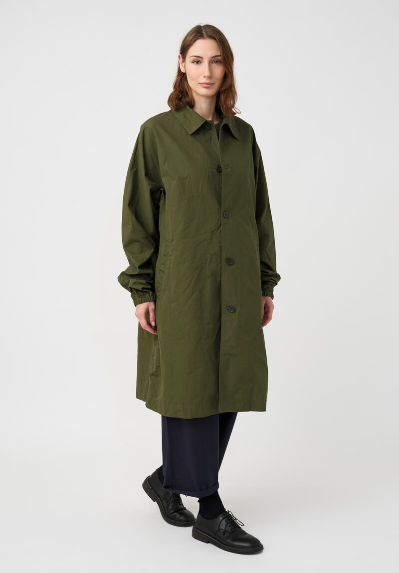 Casey Casey Cotton Peche Coat in Olive Green