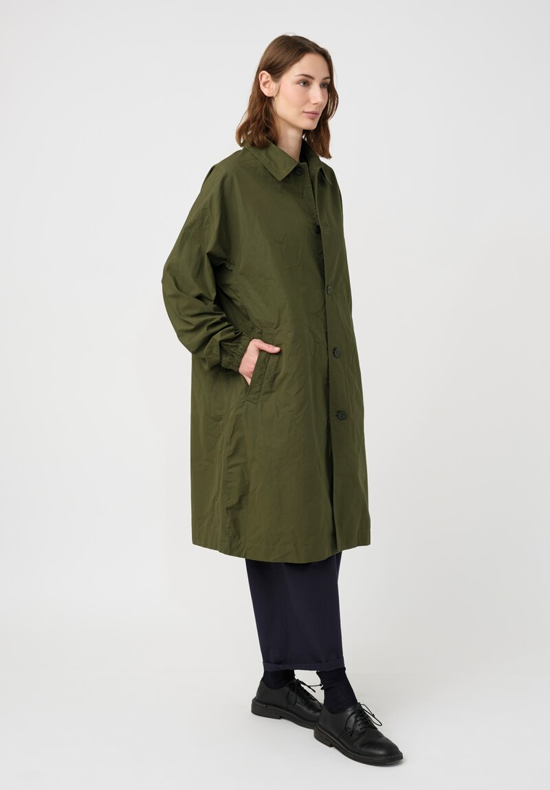 Casey Casey Cotton Peche Coat in Olive Green