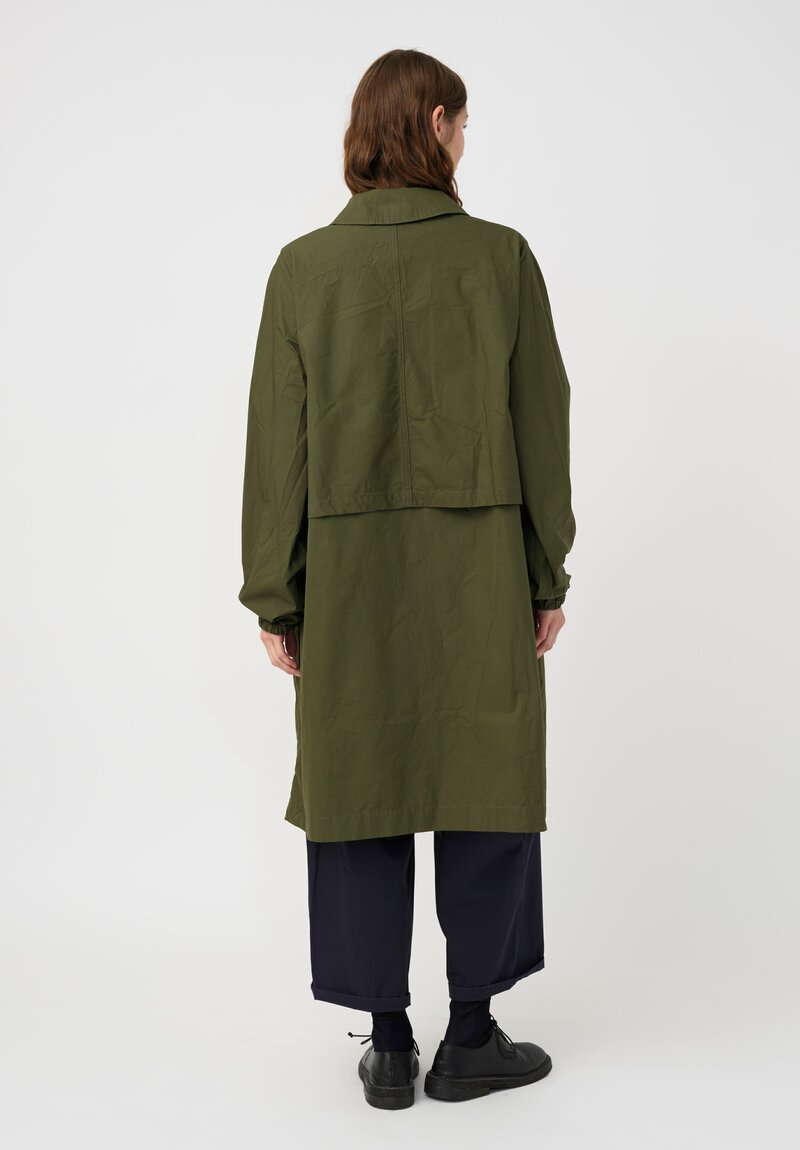 Casey Casey Cotton Peche Coat in Olive Green