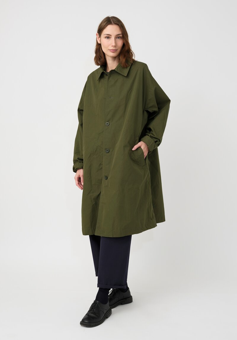 Casey Casey Cotton Peche Coat in Olive Green