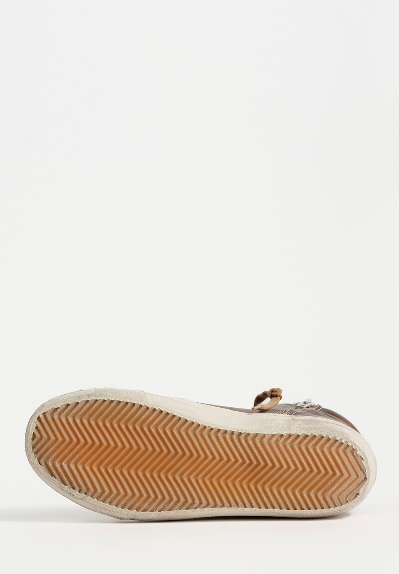 Golden Goose Leather Slide Sneakers with Studded Wave in Brown