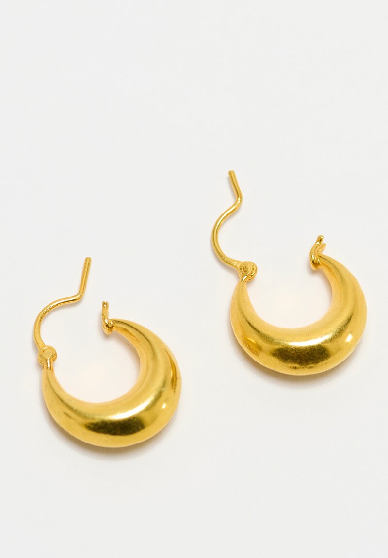Greig Porter 18K Crescent Moon Hoop Earrings 0.75"