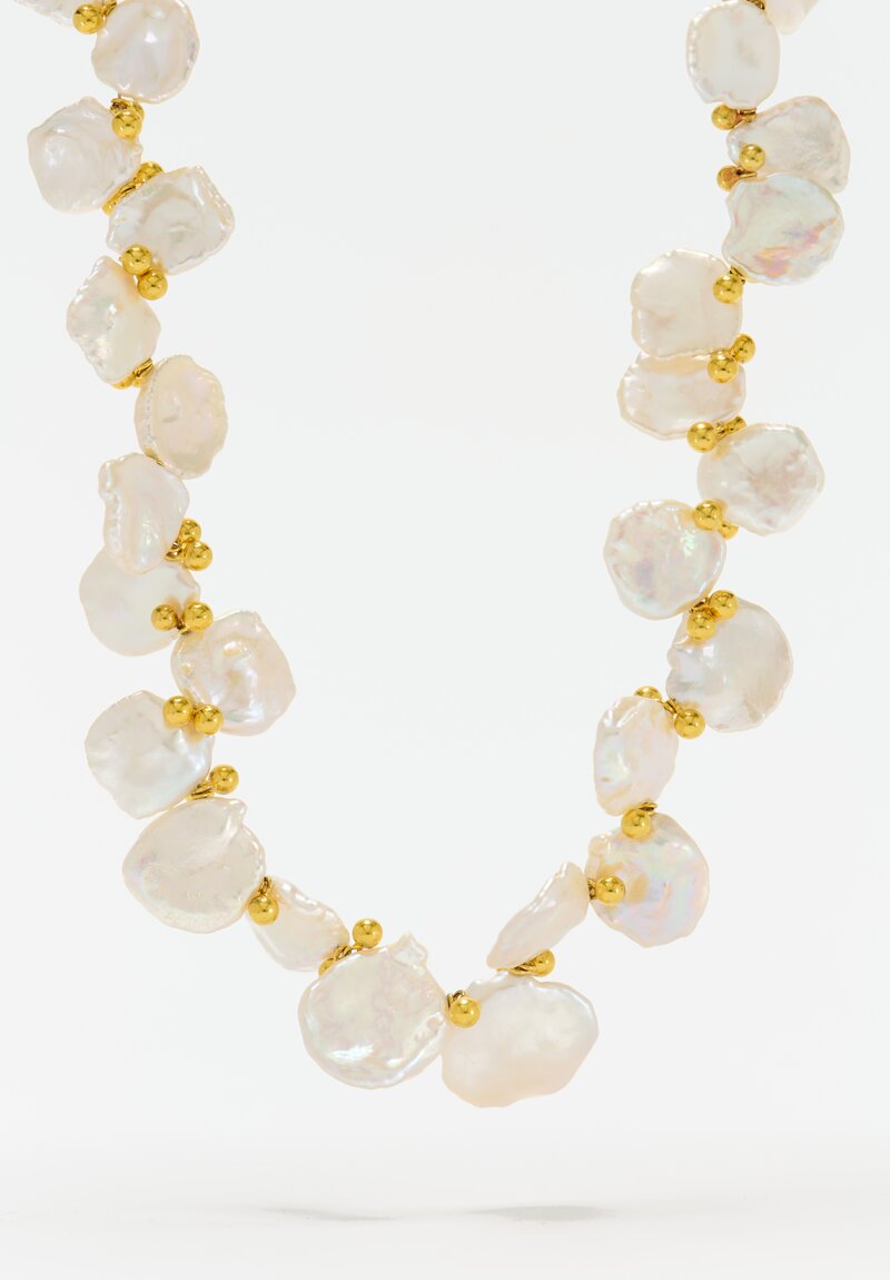 Greig Porter 18K Rounds & Keshi Coin Pearl Necklace 18.5