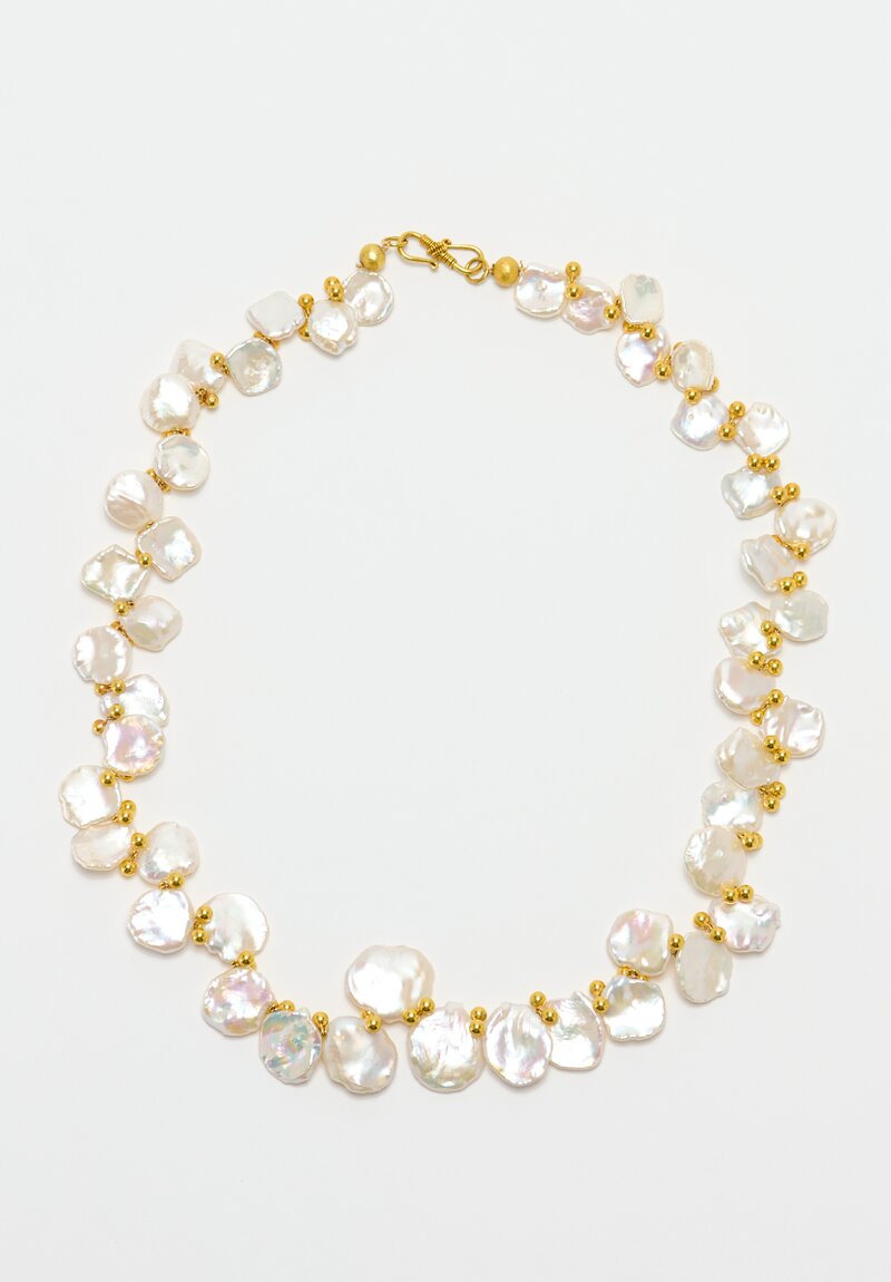Greig Porter 18K Rounds & Keshi Coin Pearl Necklace 18.5