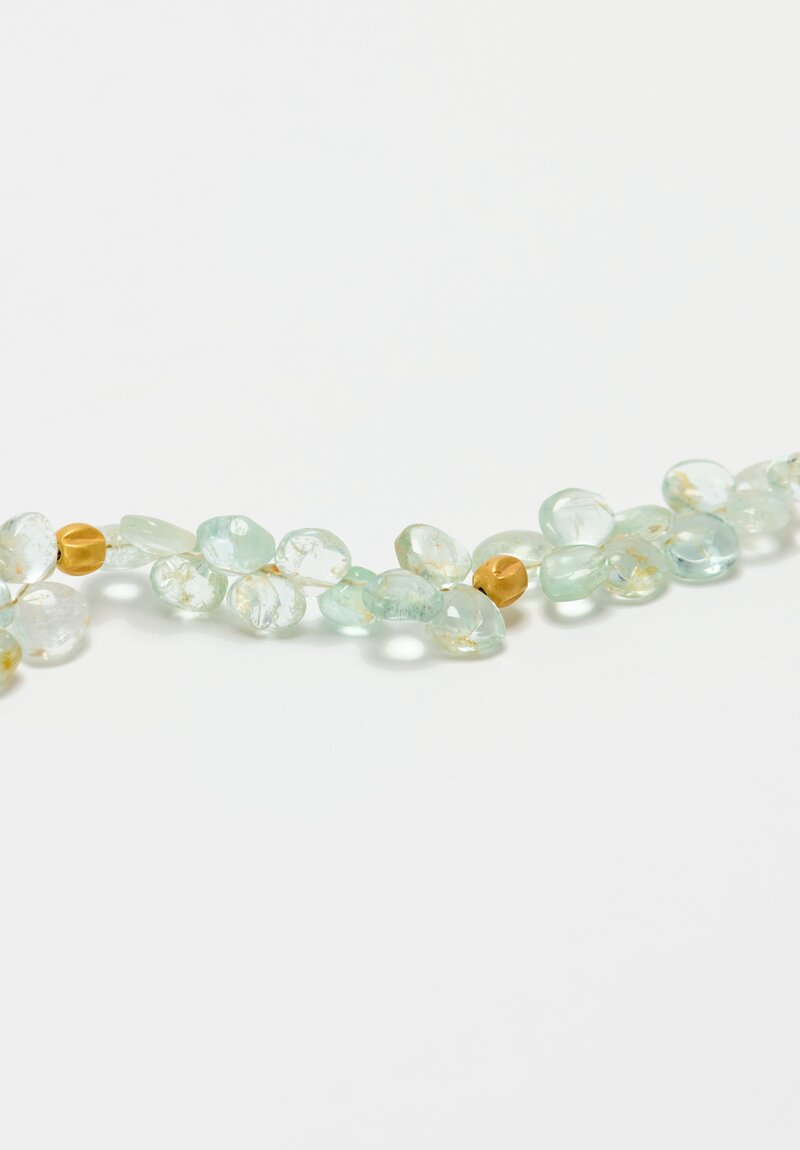 Greig Porter 18K Ridged Rounds & Aquamarine Droplets Necklace 17.5"