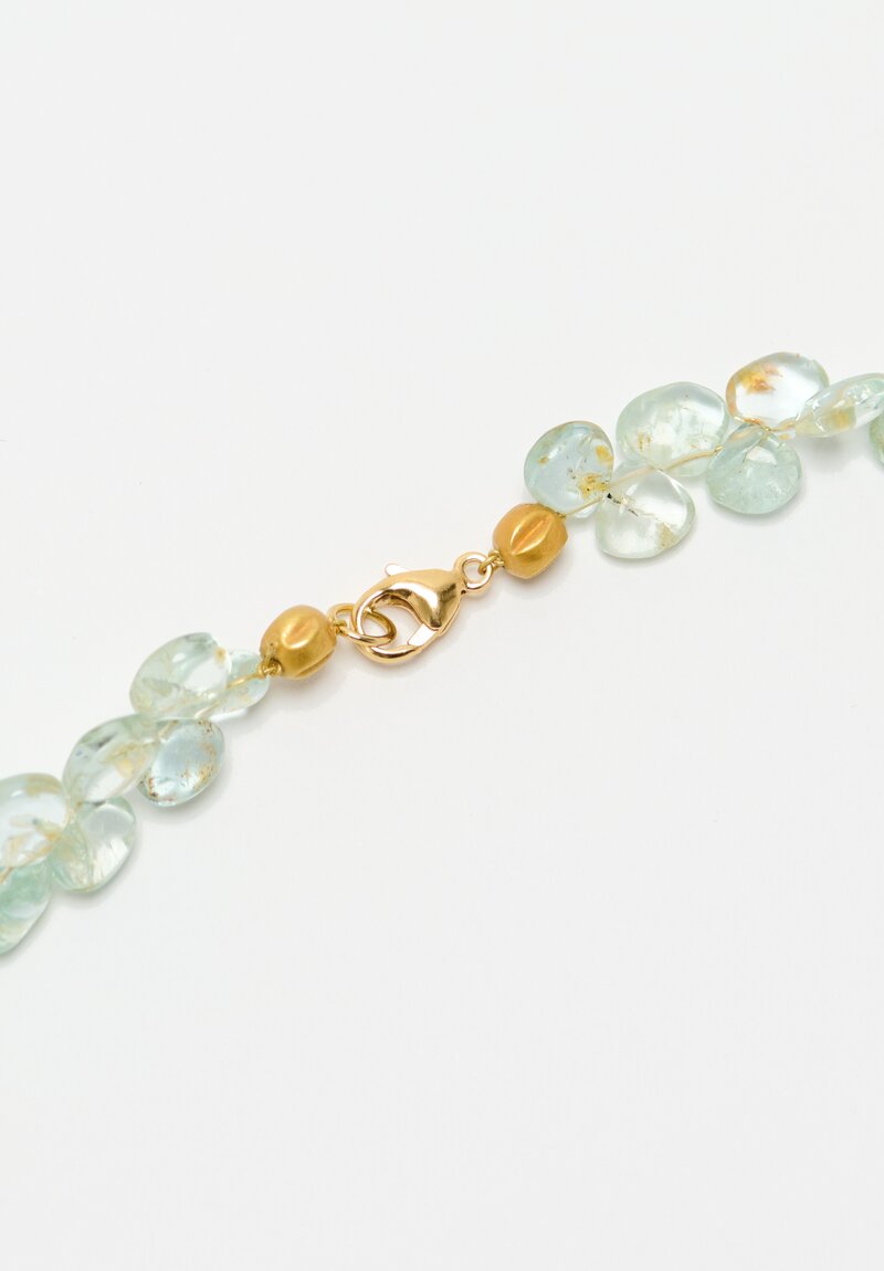 Greig Porter 18K Ridged Rounds & Aquamarine Droplets Necklace 17.5"