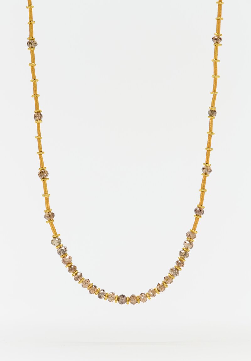 Greig Porter 18K Starburst Cylinder & Gray Diamond Necklace 18.625