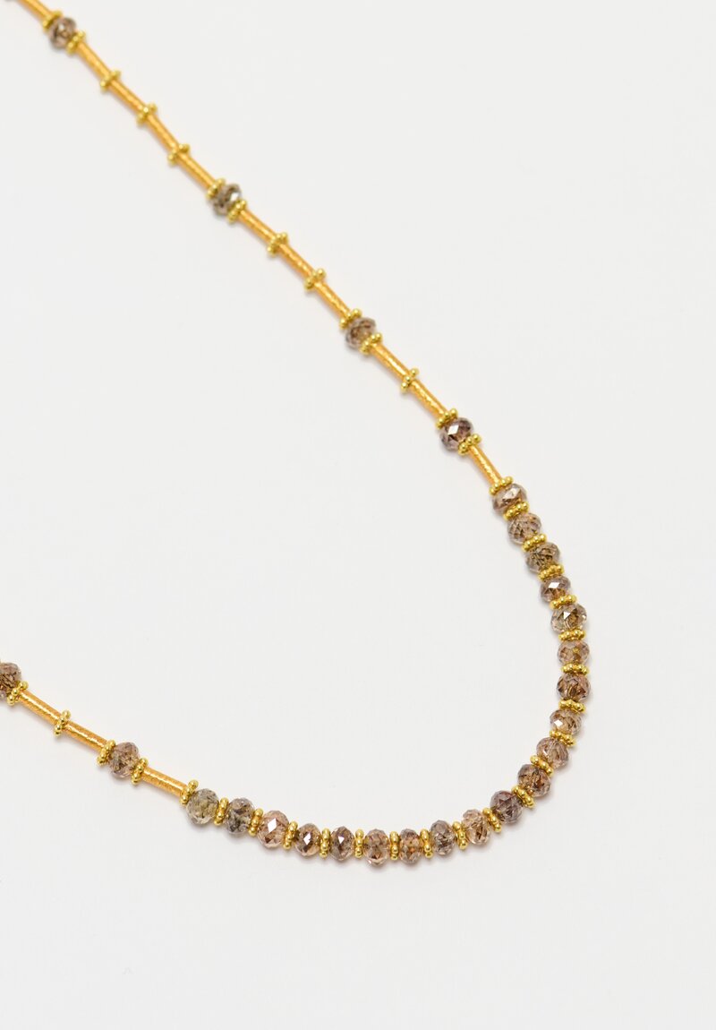 Greig Porter 18K Starburst Cylinder & Gray Diamond Necklace 18.625