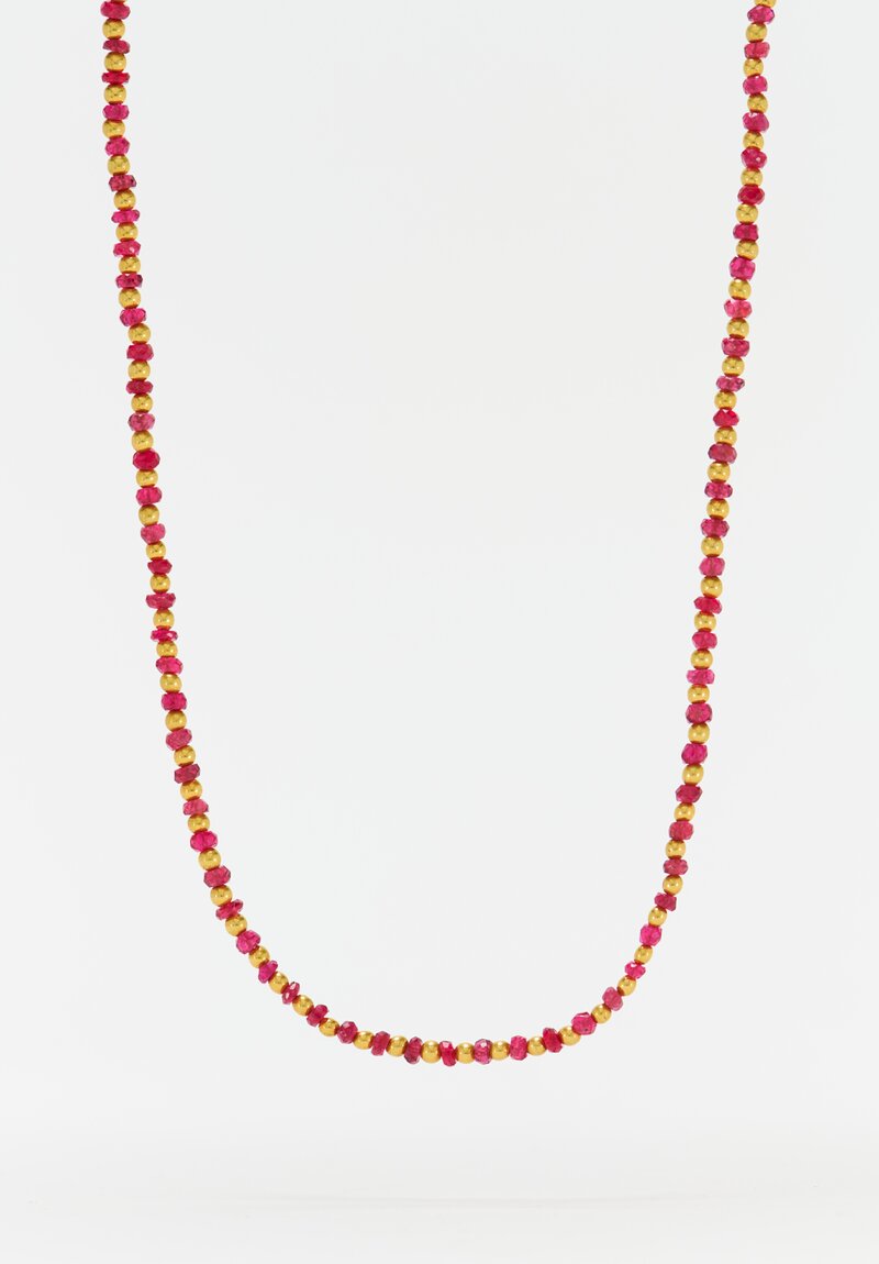 Greig Porter 18K Rounds & Faceted Red Sapphire Necklace 19"