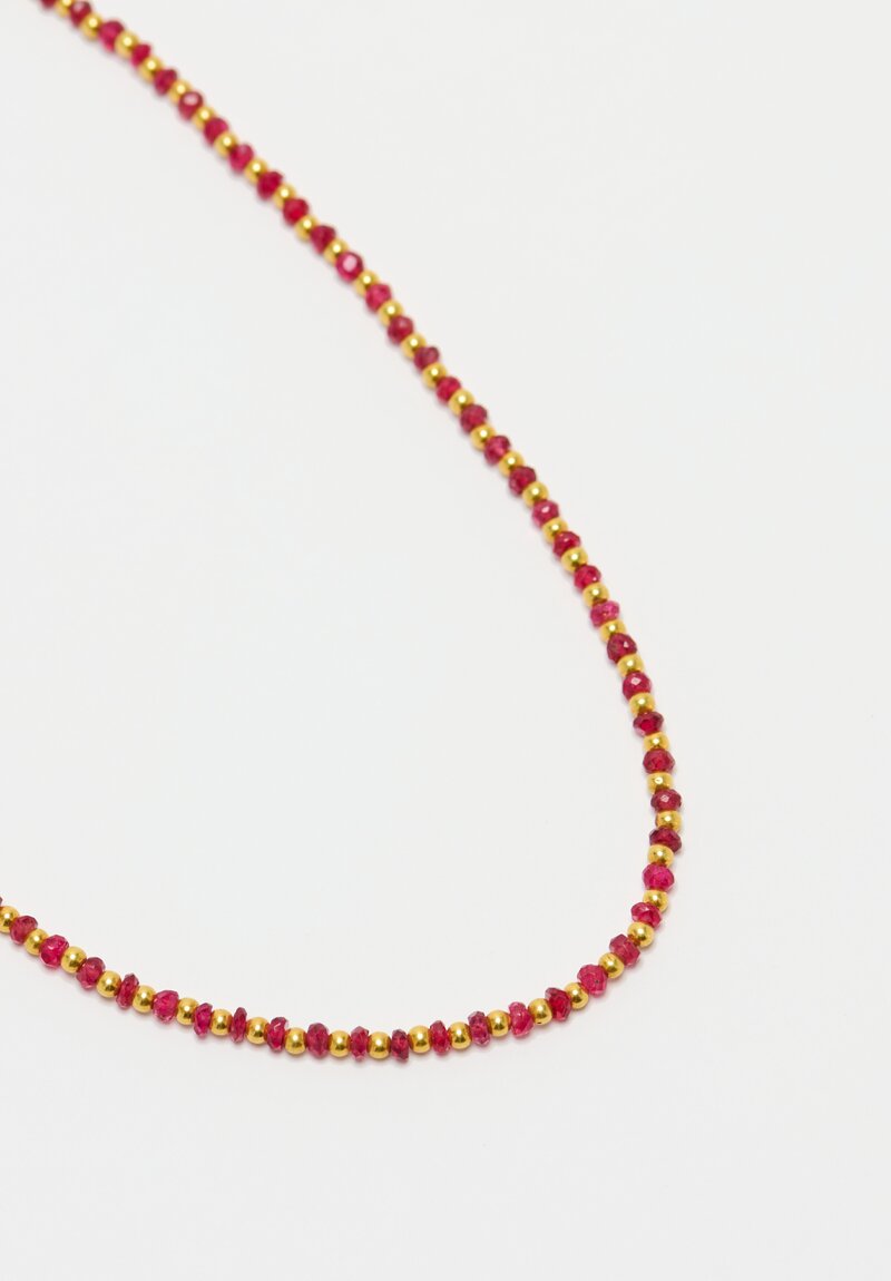 Greig Porter 18K Rounds & Faceted Red Sapphire Necklace 19"