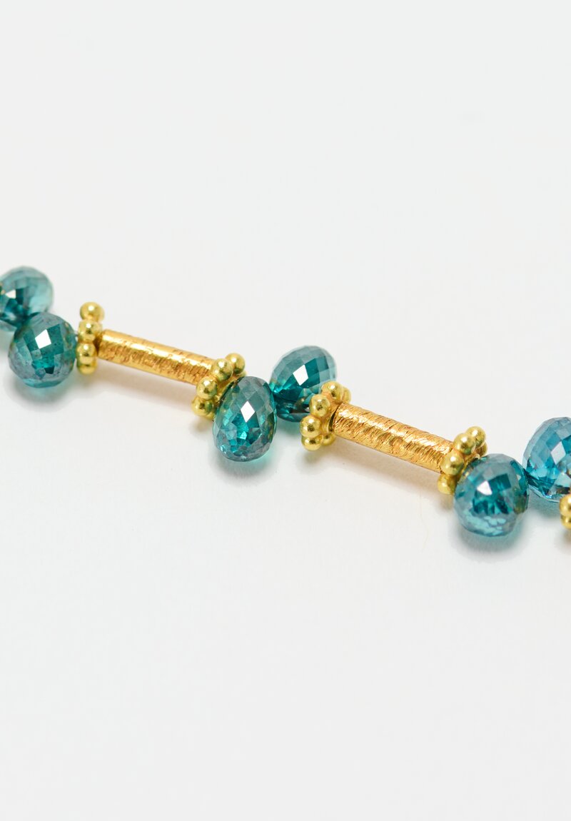 Greig Porter 18K Starburst Cylinders & Blue Diamond Necklace 19.375