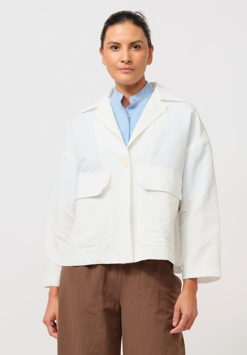 Asciari Cotton & Linen Dattilo Jacket in Raw White