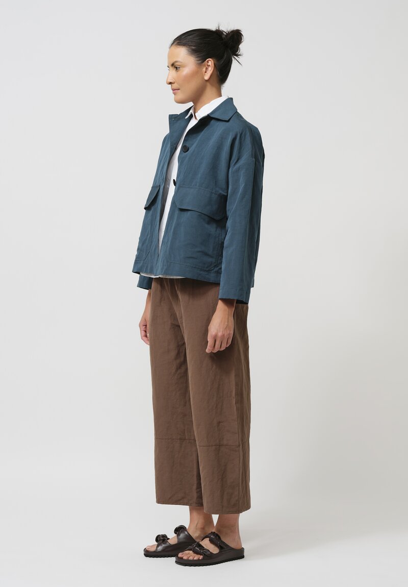 Asciari Cotton & Linen Dattilo Jacket in Peacock Blue