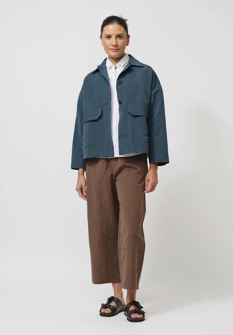 Asciari Cotton & Linen Dattilo Jacket in Peacock Blue