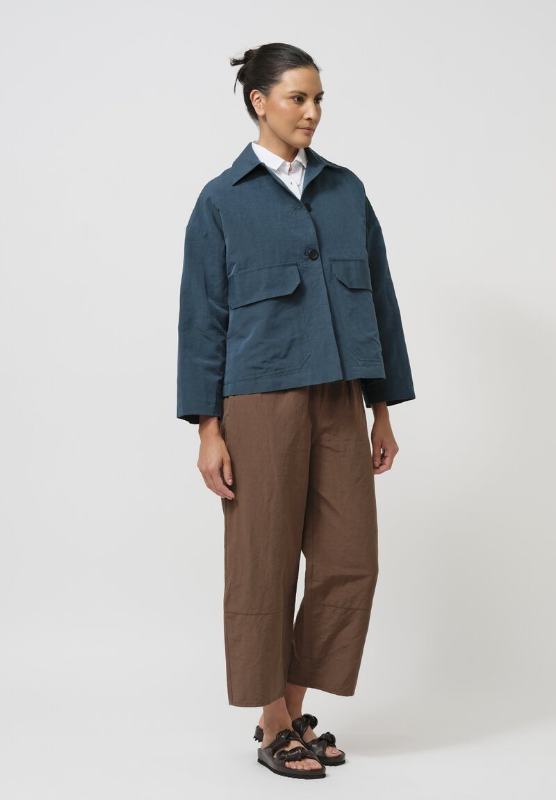 Asciari Cotton & Linen Dattilo Jacket in Peacock Blue