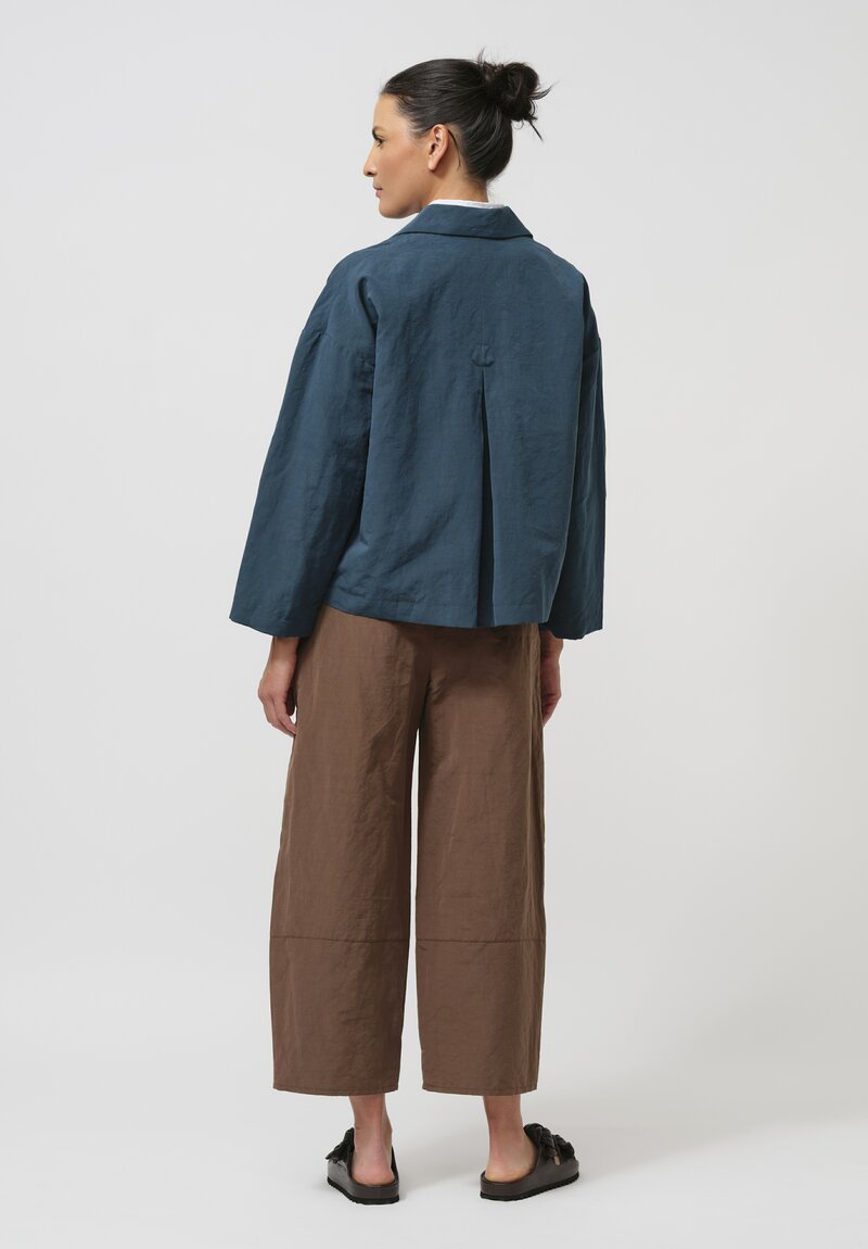 Asciari Cotton & Linen Dattilo Jacket in Peacock Blue