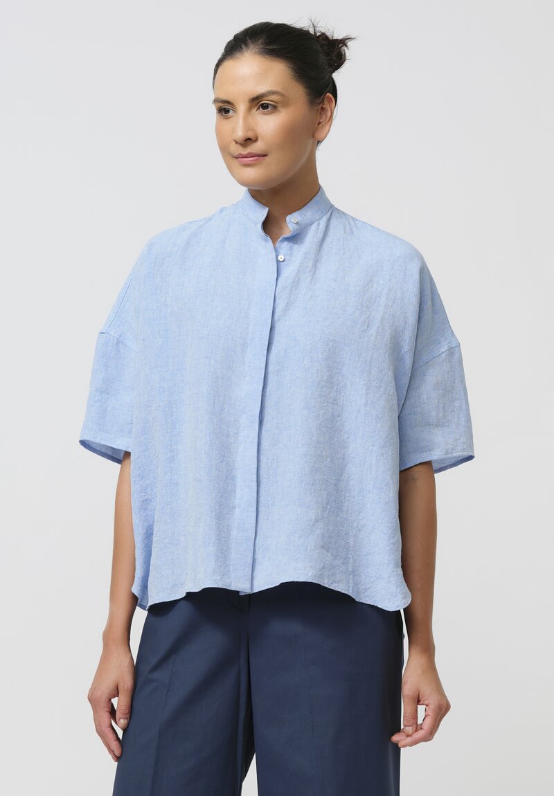 Asciari Linen Malfa Shirt in Sky Blue